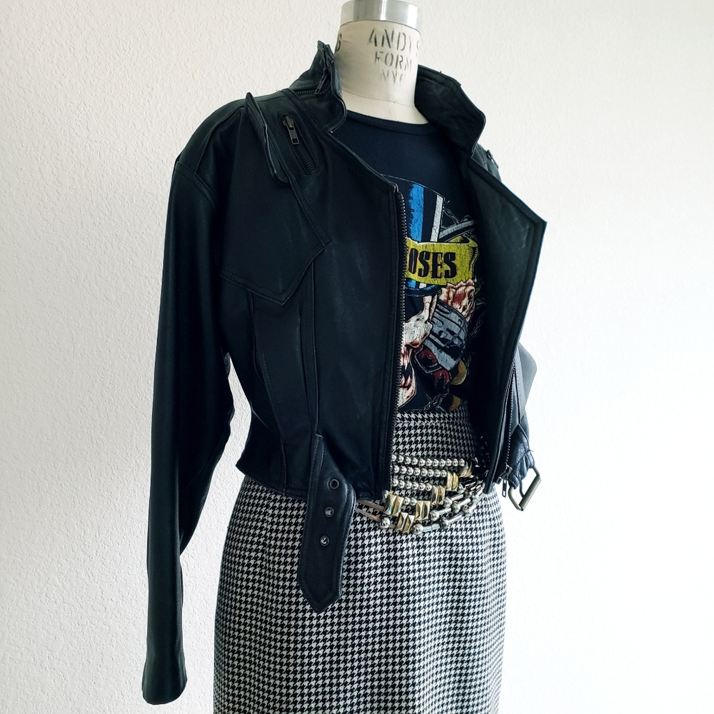 Vintage 80s LA Roxx Black Motorcycle Jacket